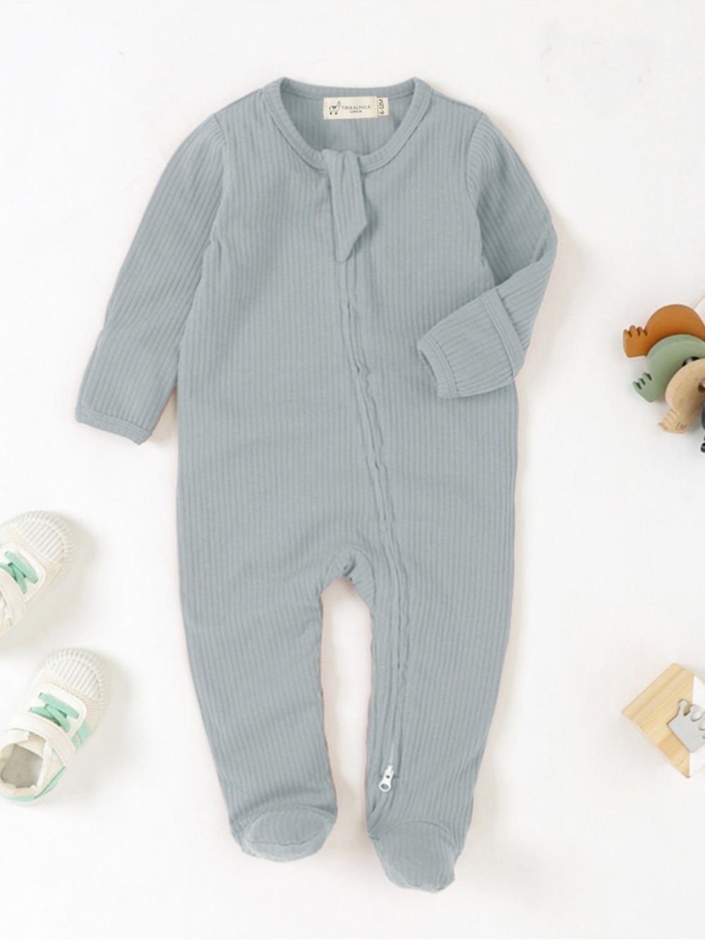 NWOT Organic Cotton Ribbed Sleepsuit/Footie Pajamas, Baby Blue, 0-3M